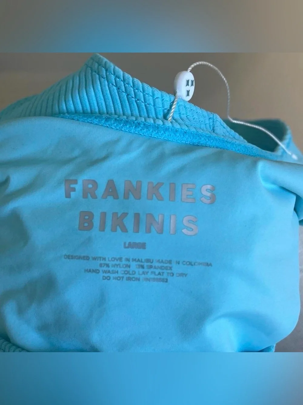 Frankie's Bikinis Ribbed Crop Swim Top - Aqua